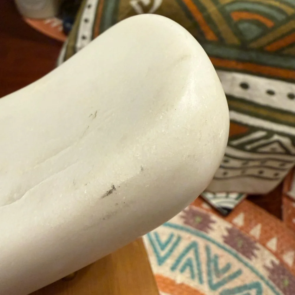Crate&Barrel Wooden Base marble Lockhart bean sculpture